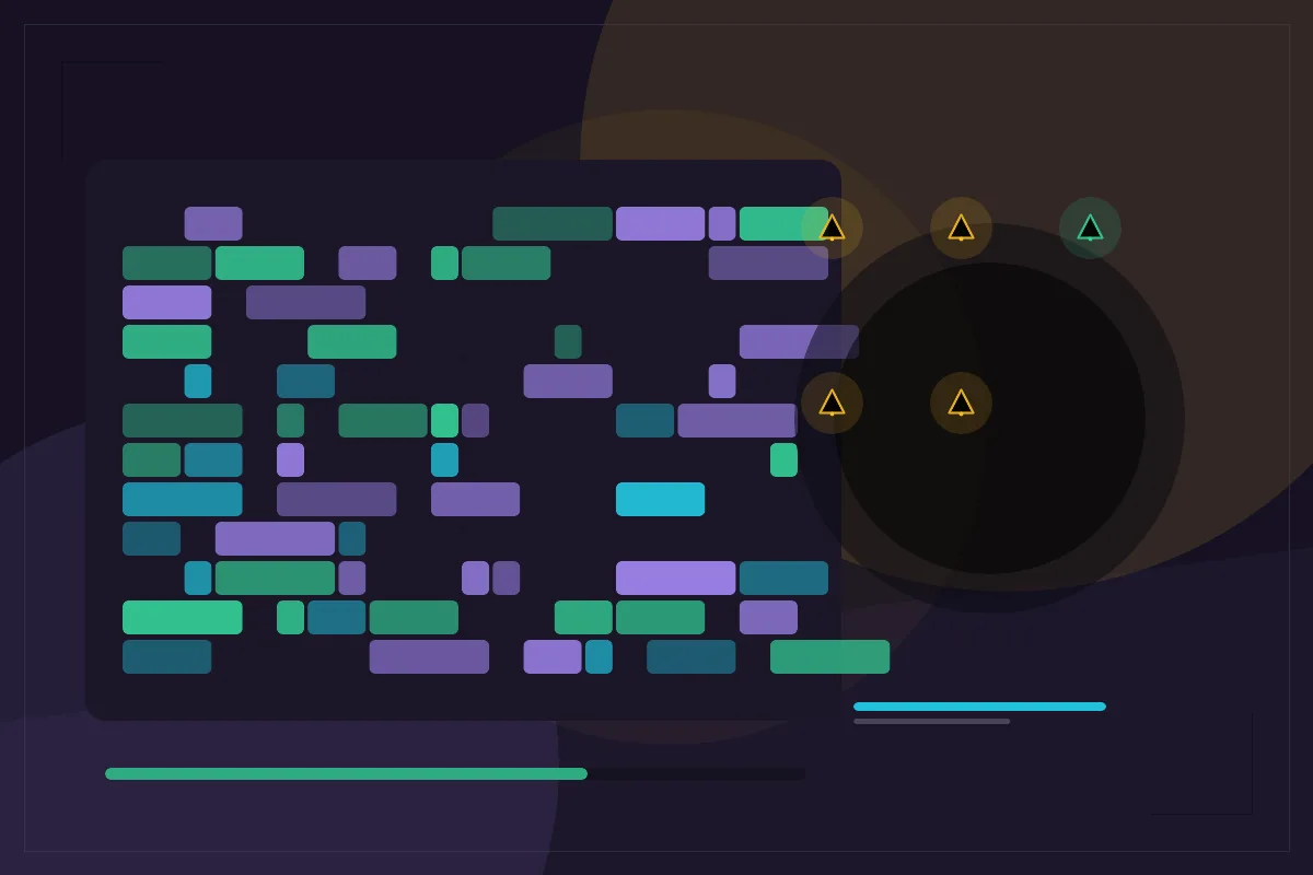 A MIDI event timeline with warning markers and a structured compatibility report