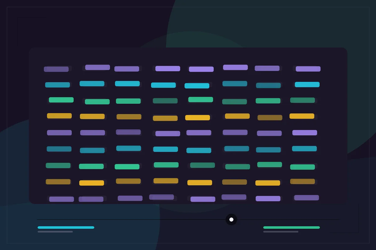 A piano roll with notes slightly offset around a grid to show timing variation