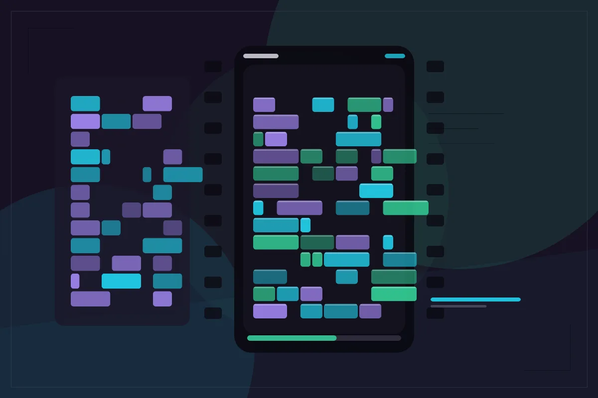 A vertical piano-roll video with a playhead and glowing note blocks